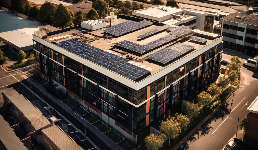 Commercial Solar array on a Florida commercial building rooftop