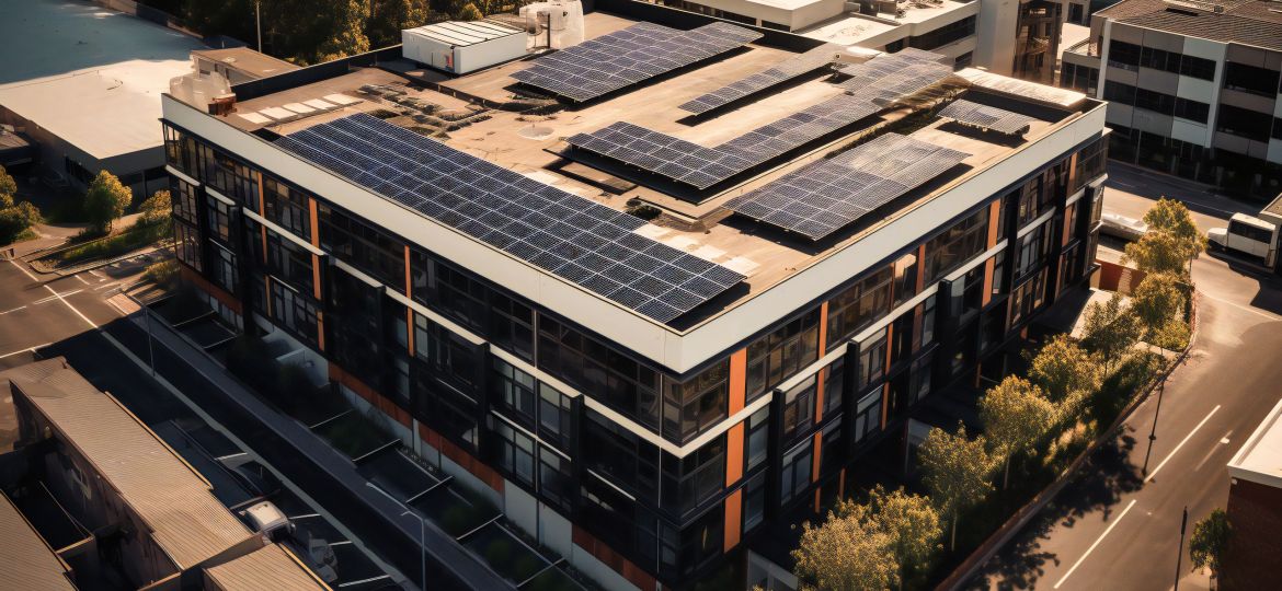Commercial Solar array on a Florida commercial building rooftop