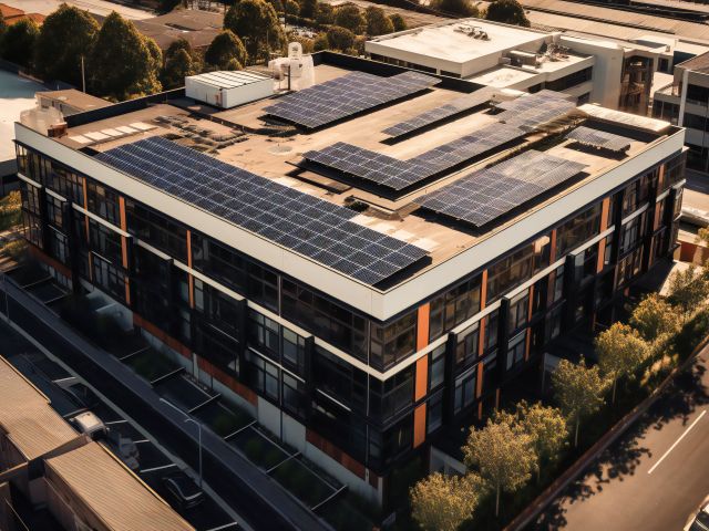 Instalación solar comercial en la azotea de un edificio comercial de Florida