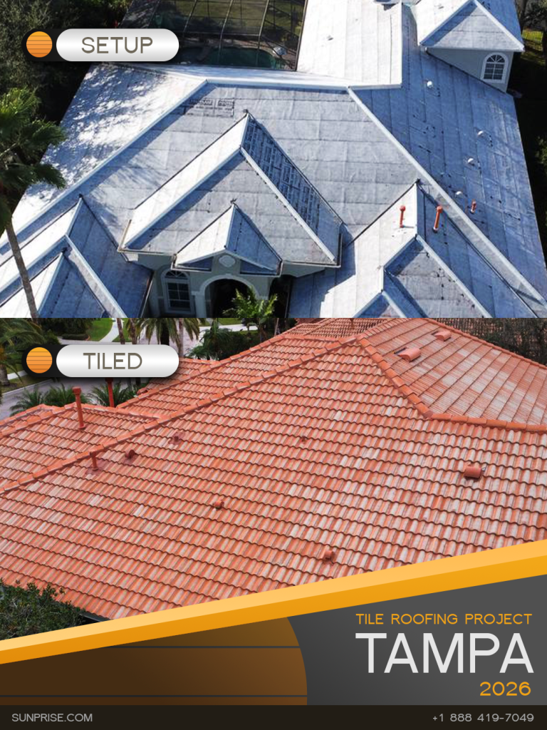 Tampa tile roof installation completed tile field Tampa FL Sunprise